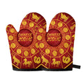 Red And Yellow Chinese Zodiac Print Oven Mitts