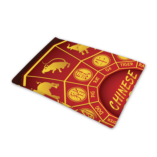 Red And Yellow Chinese Zodiac Print Pet Cooling Mat Cover