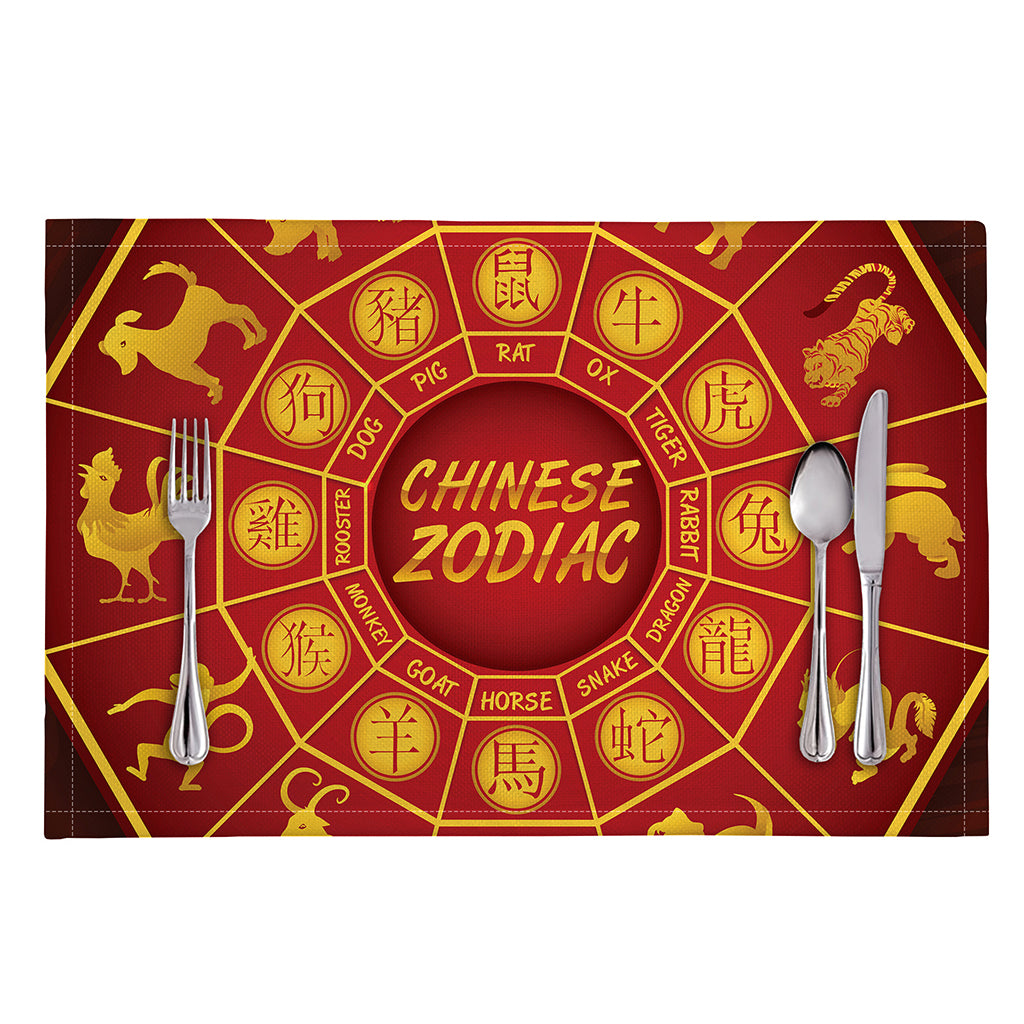Red And Yellow Chinese Zodiac Print Placemat