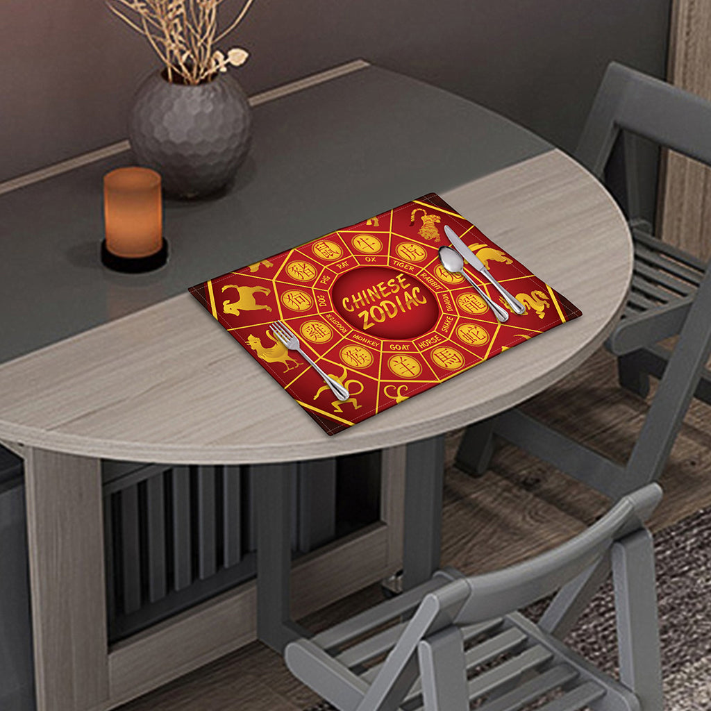 Red And Yellow Chinese Zodiac Print Placemat