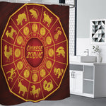 Red And Yellow Chinese Zodiac Print Premium Shower Curtain