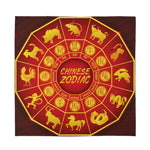Red And Yellow Chinese Zodiac Print Silk Bandana