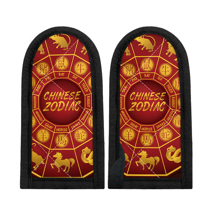 Red And Yellow Chinese Zodiac Print Skillet Handle Cover