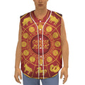 Red And Yellow Chinese Zodiac Print Sleeveless Baseball Jersey