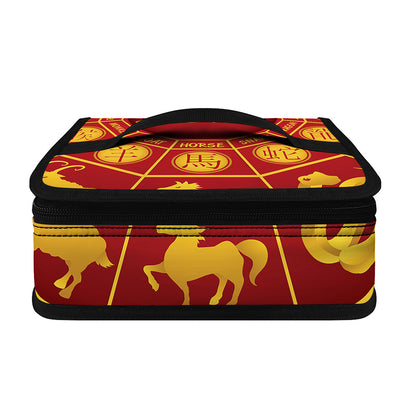 Red And Yellow Chinese Zodiac Print Small Lunch Bag
