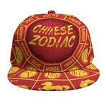 Red And Yellow Chinese Zodiac Print Snapback Cap