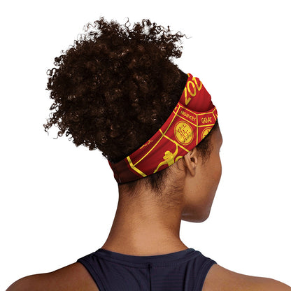 Red And Yellow Chinese Zodiac Print Sports Headband
