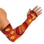 Red And Yellow Chinese Zodiac Print Sun Protection Arm Sleeves