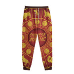 Red And Yellow Chinese Zodiac Print Sweatpants