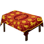 Red And Yellow Chinese Zodiac Print Tablecloth