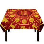 Red And Yellow Chinese Zodiac Print Tablecloth