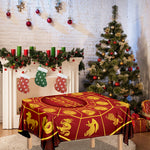Red And Yellow Chinese Zodiac Print Tablecloth
