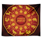 Red And Yellow Chinese Zodiac Print Tapestry