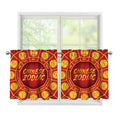 Red And Yellow Chinese Zodiac Print Tier Curtains