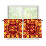 Red And Yellow Chinese Zodiac Print Tier Curtains