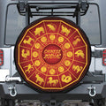 Red And Yellow Chinese Zodiac Print Tire Cover