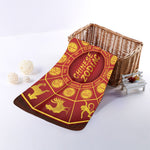 Red And Yellow Chinese Zodiac Print Towel