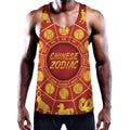 Red And Yellow Chinese Zodiac Print Men's Workout Tank Top