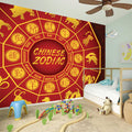 Red And Yellow Chinese Zodiac Print Wall Sticker