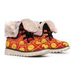 Red And Yellow Chinese Zodiac Print Winter Boots