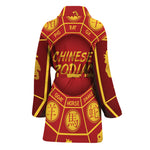 Red And Yellow Chinese Zodiac Print Women's Bathrobe