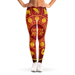 Red And Yellow Chinese Zodiac Print Women's Leggings