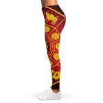 Red And Yellow Chinese Zodiac Print Women's Leggings