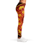 Red And Yellow Chinese Zodiac Print Women's Leggings