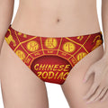 Red And Yellow Chinese Zodiac Print Women's Thong