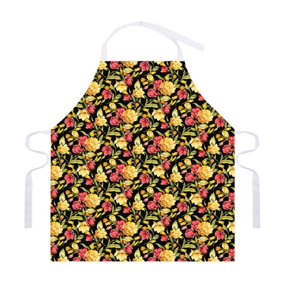 Red And Yellow Flowers Print Adjustable Apron
