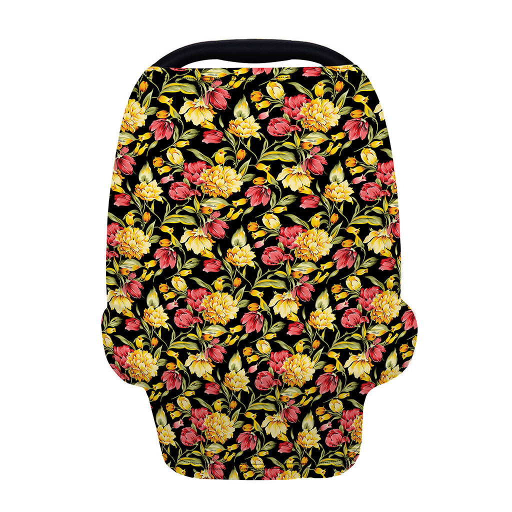 Red And Yellow Flowers Print Baby Seat Cover