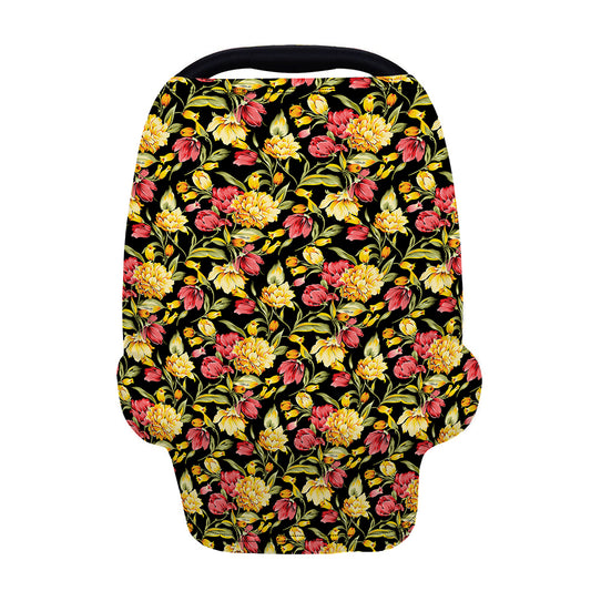 Red And Yellow Flowers Print Baby Seat Cover