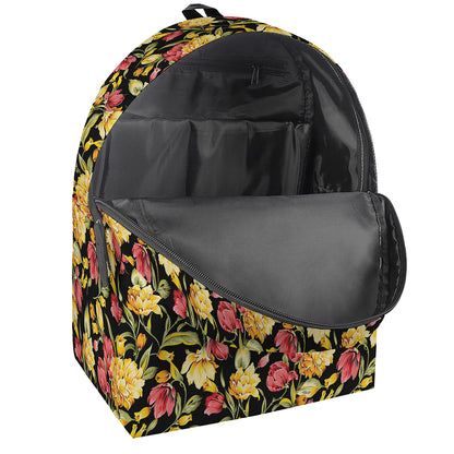 Red And Yellow Flowers Print Backpack
