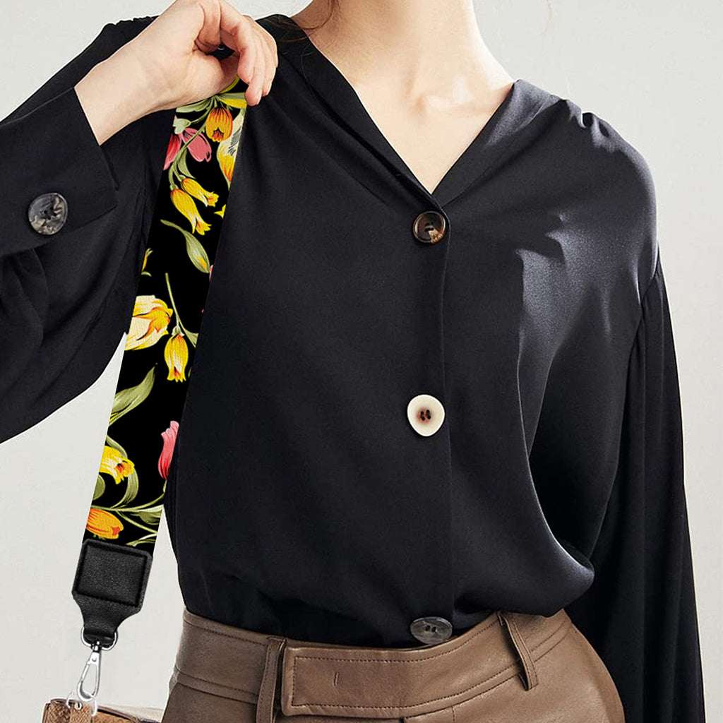 Red And Yellow Flowers Print Bag Strap