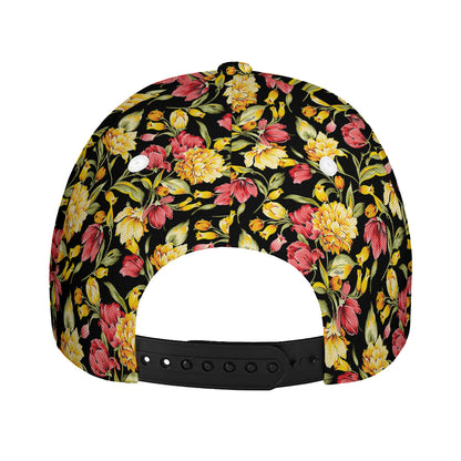 Red And Yellow Flowers Print Baseball Cap