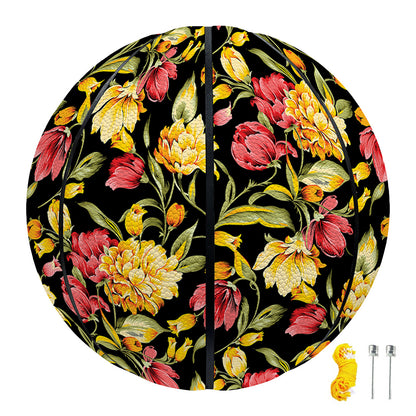 Red And Yellow Flowers Print Basketball