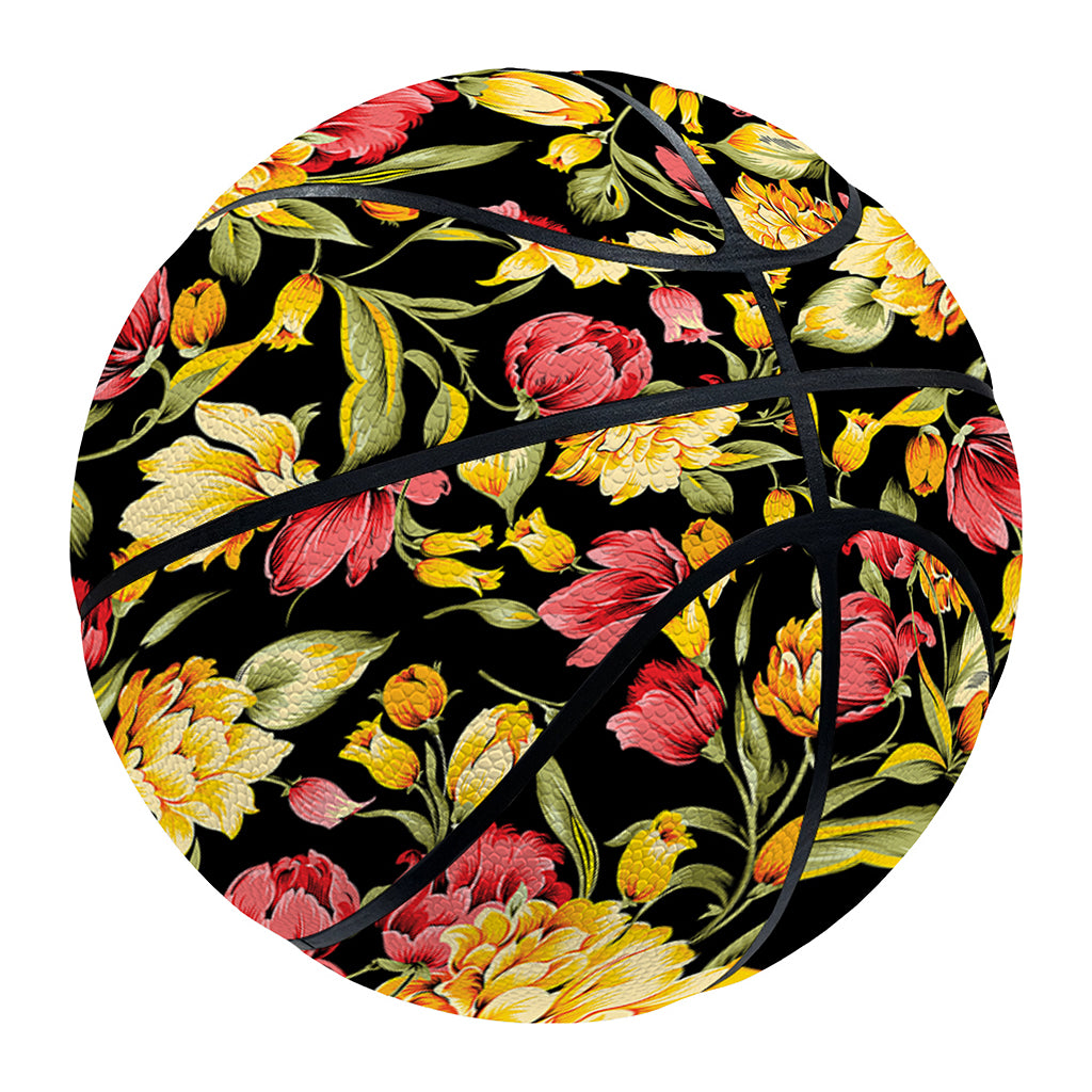 Red And Yellow Flowers Print Basketball