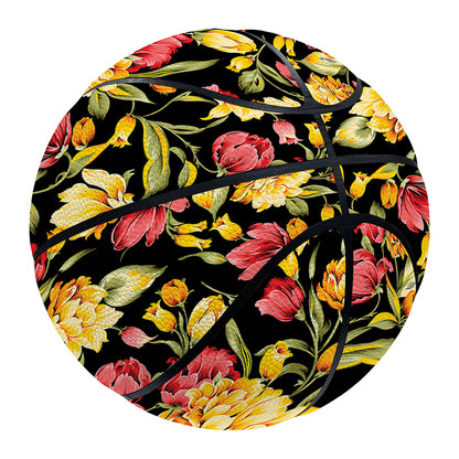 Red And Yellow Flowers Print Basketball