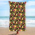 Red And Yellow Flowers Print Beach Towel