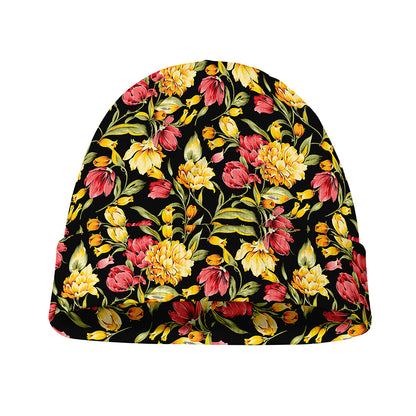 Red And Yellow Flowers Print Beanie