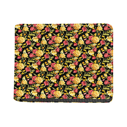 Red And Yellow Flowers Print Bifold Wallet