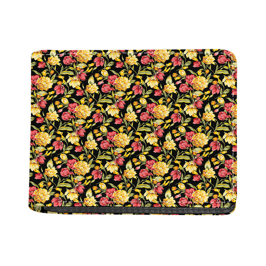 Red And Yellow Flowers Print Bifold Wallet
