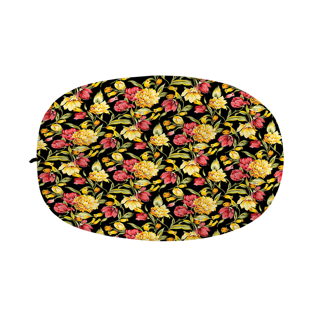 Red And Yellow Flowers Print Car Side Mirror Covers
