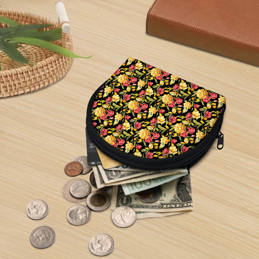 Red And Yellow Flowers Print Coin Purse