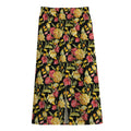 Red And Yellow Flowers Print Cotton Front Slit Maxi Skirt