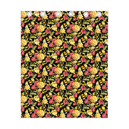 Red And Yellow Flowers Print Curtain