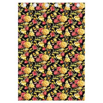 Red And Yellow Flowers Print Curtain
