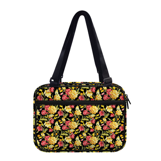 Red And Yellow Flowers Print Double Strap Bible Bag