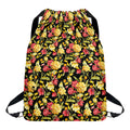 Red And Yellow Flowers Print Drawstring Backpack