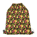 Red And Yellow Flowers Print Drawstring Bag